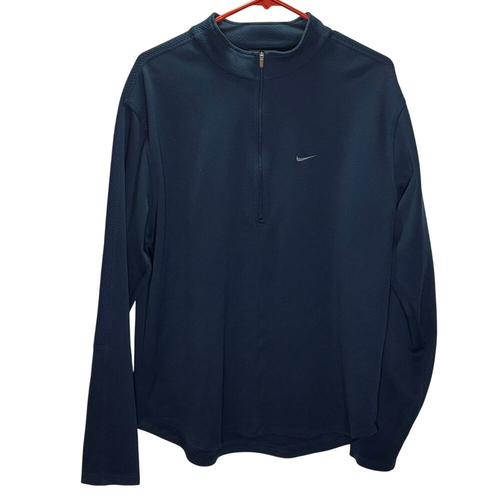 Nike Dri-FIT Men’s Quarter Zip Pullover Navy Blue Long Sleeve Athletic Shirt L
